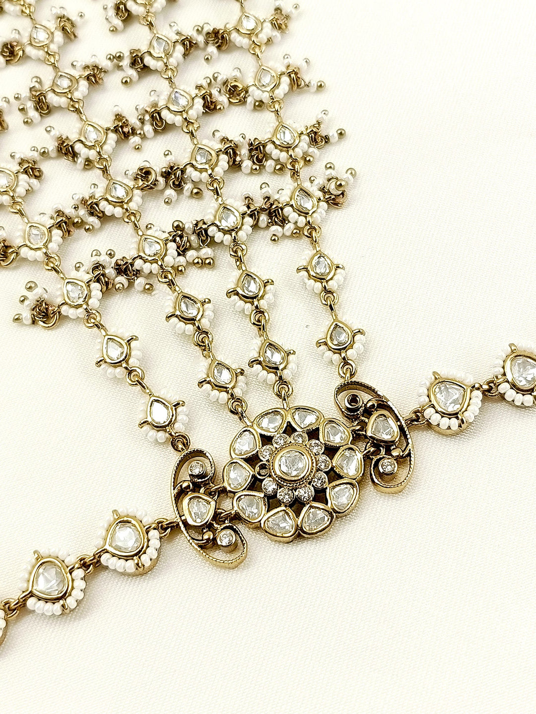 Trisha White Kundan Hathphool Set Of 2