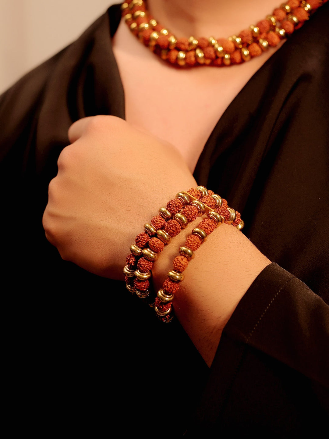 Lavish Rudraksha Multi-Wrap Men’s Bracelet - Beaded