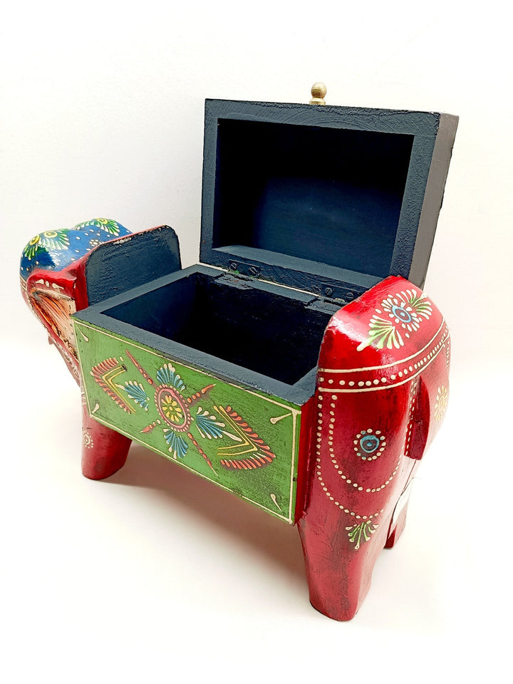 Chanderi Handcrafted Elephant Jewellery Box