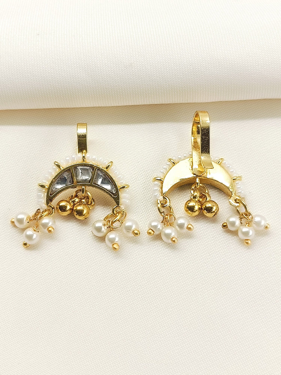 Kangana White Gold Plated Kundan Ear Cuff  [ Price is for Pair ]