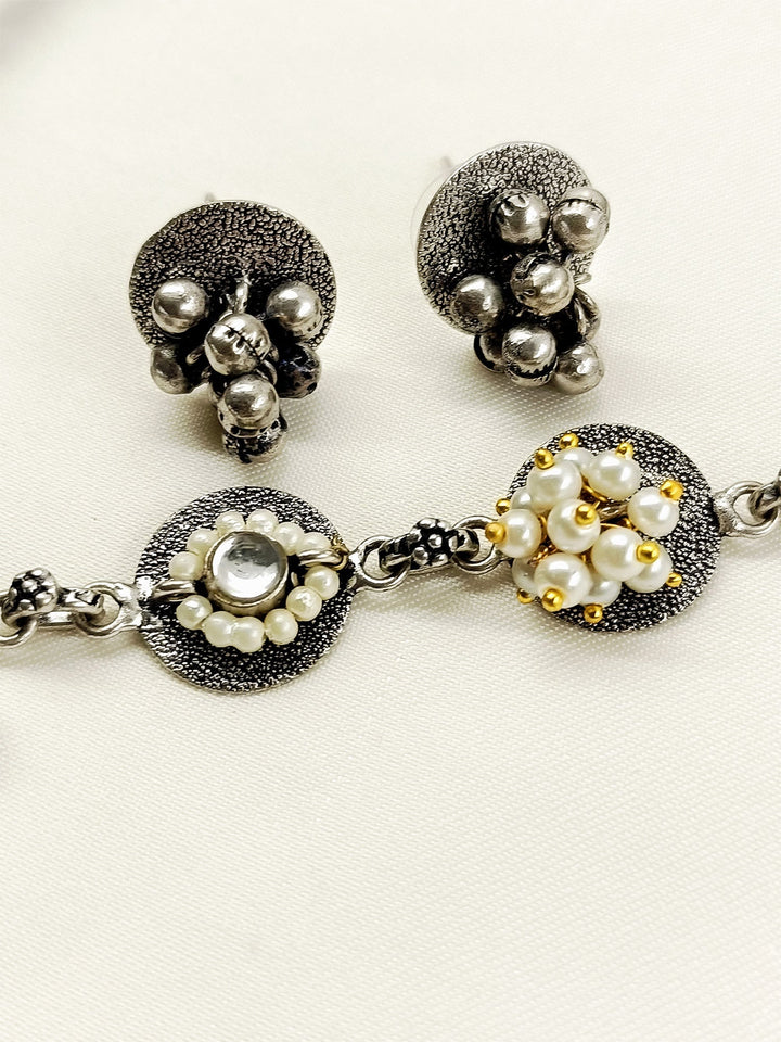 Maysha Black Oxidized Choker Set - Pearl Necklace