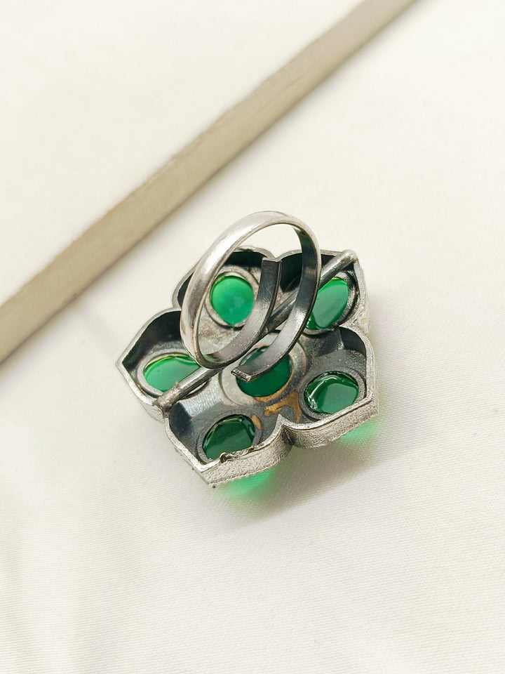 Ridika Green Oxidized Finger Ring