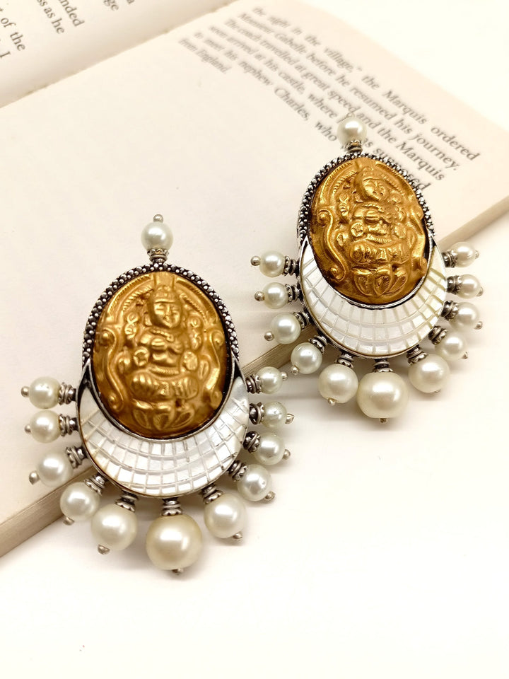 Pratibha White Temple Boutique Earrings