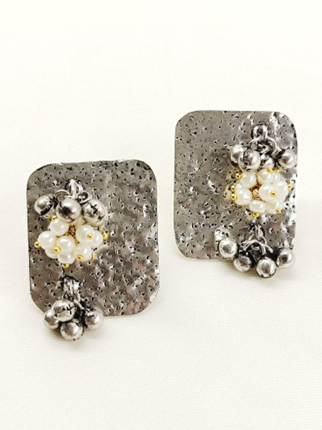 Chandrima White Pearl Oxidized Tops