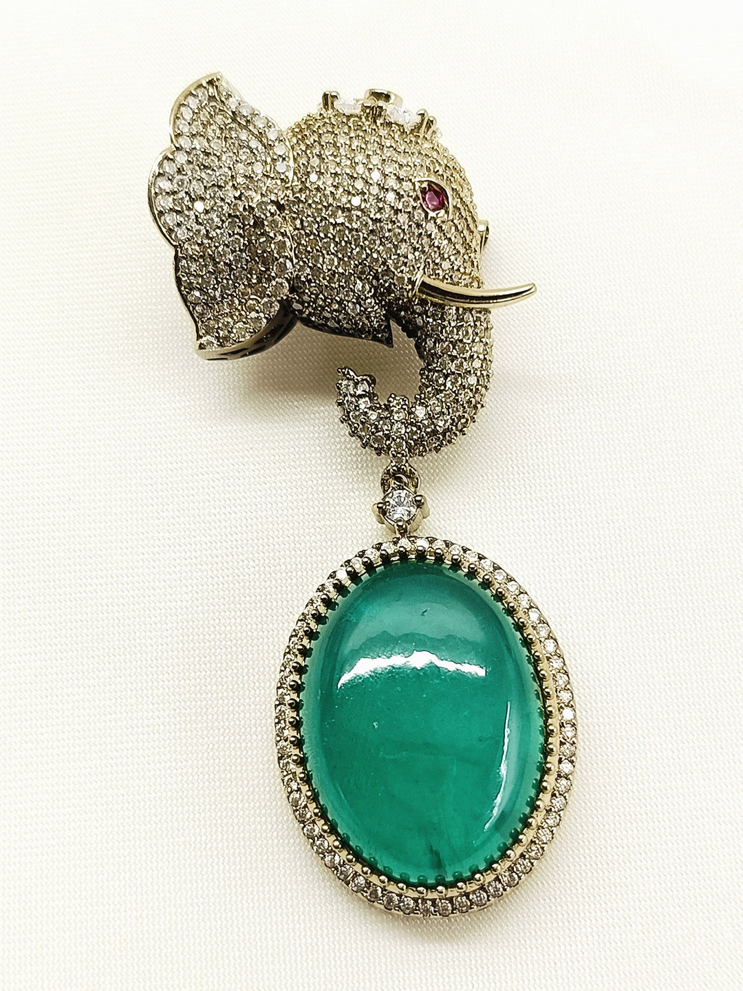 Ekansh Mint Green Elephant Brooch