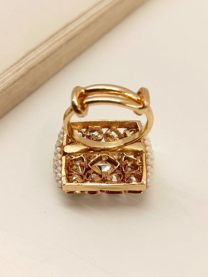 Harini White Kundan Finger Ring