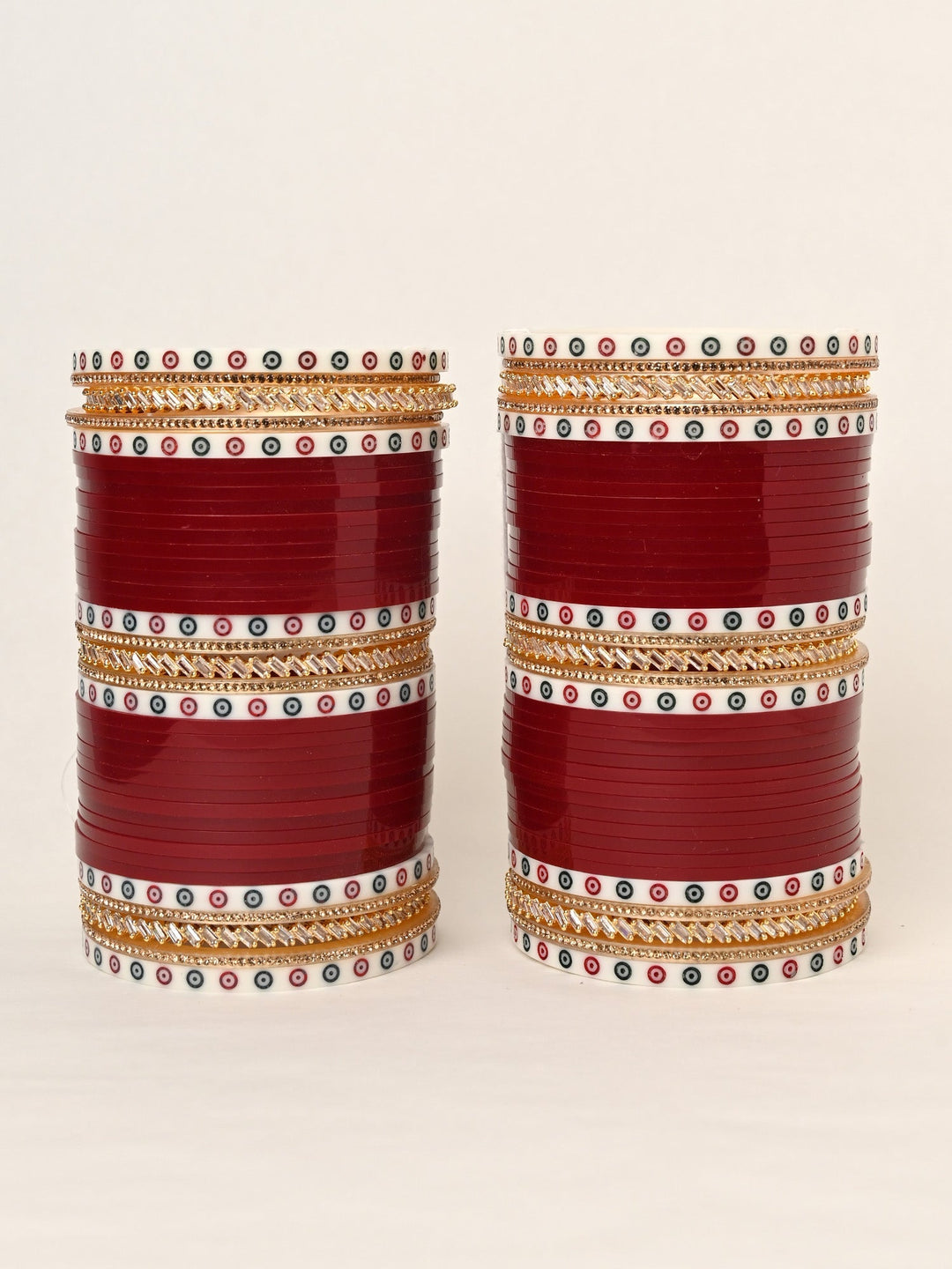 Shrudhi Traditional Maroon And White Bangle Punjabi Chura