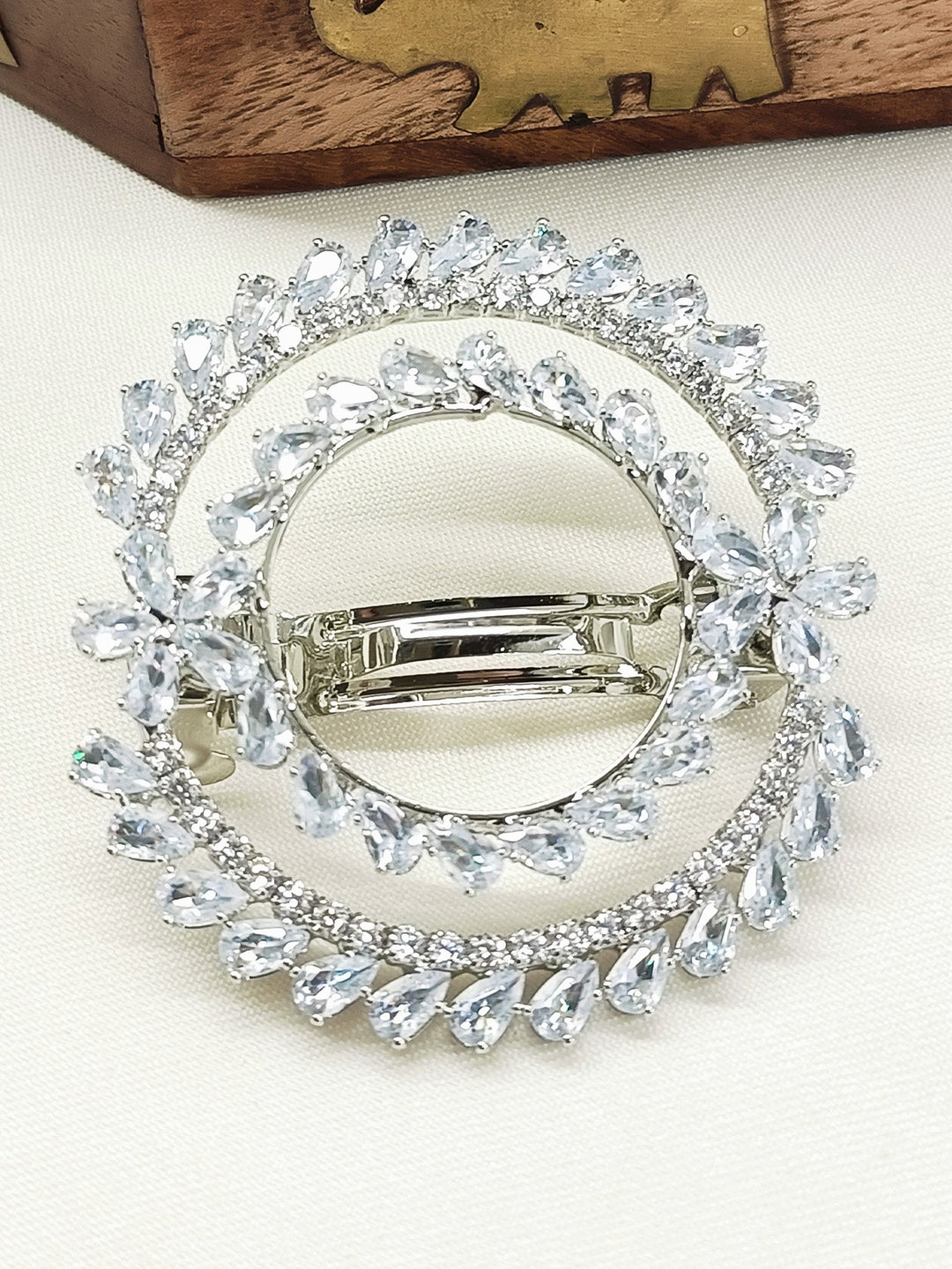 Juniper Silver Hair Brooch - Silver-Plated 5 cm Bridal