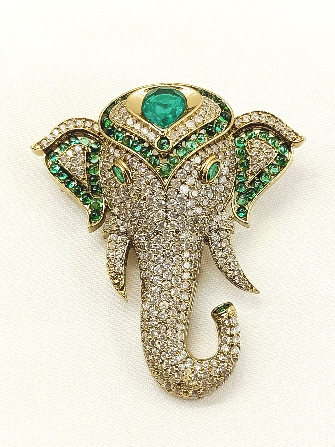 Pranav Green Elephant's Brooch