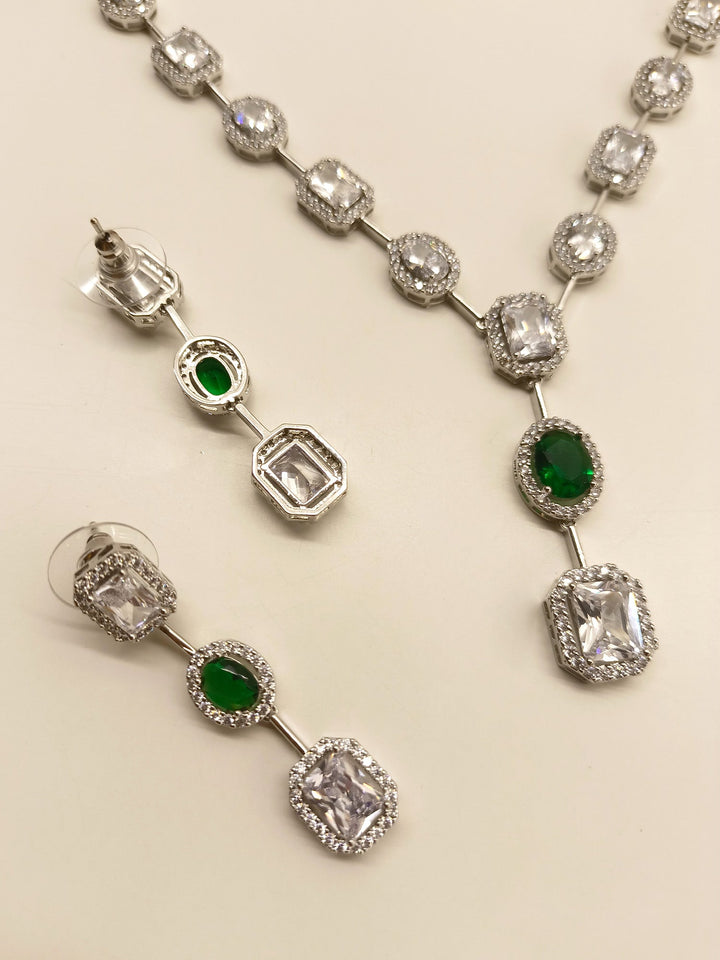 Monjima Emerald American Diamond  Set