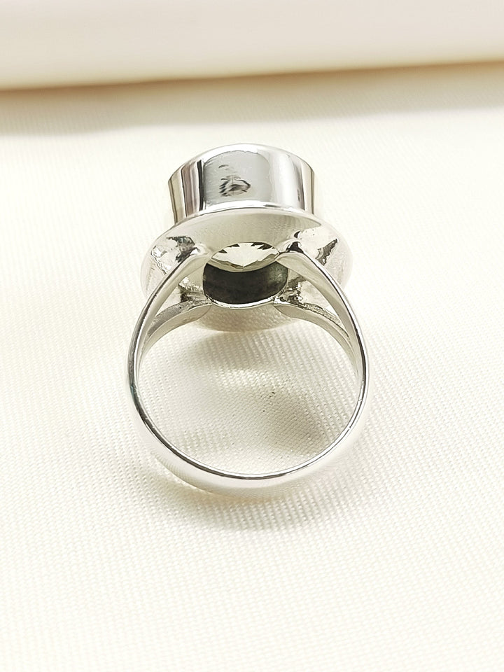 Sastra Grey 92.5 Silver Citrine Stone Finger Ring