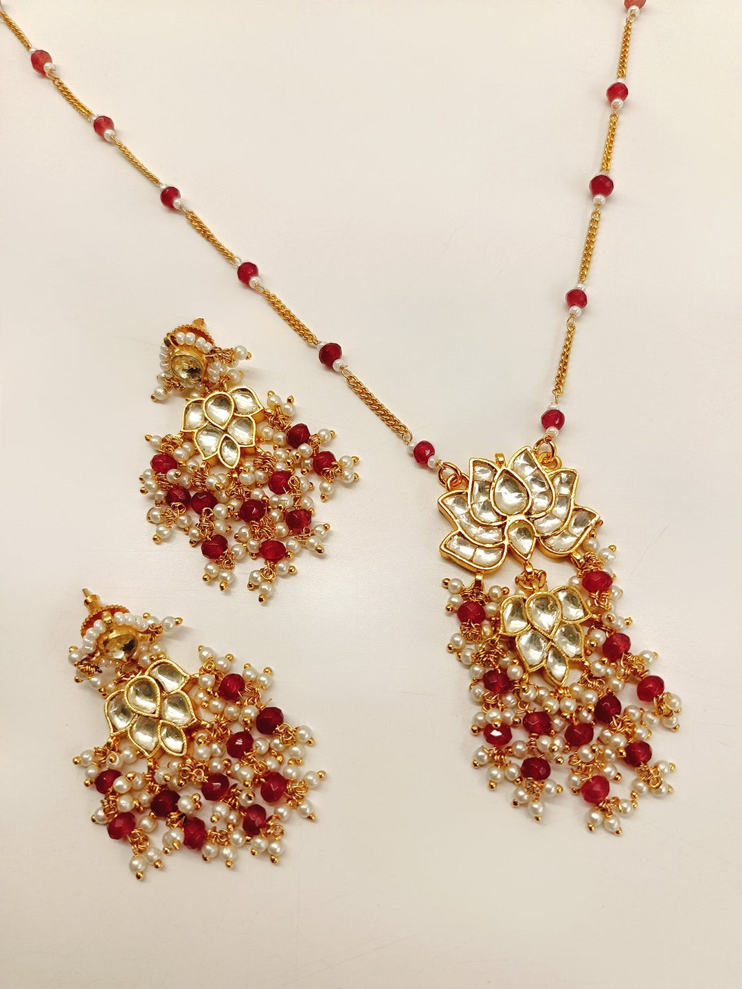 Prisa Ruby Kundan Pendant Set