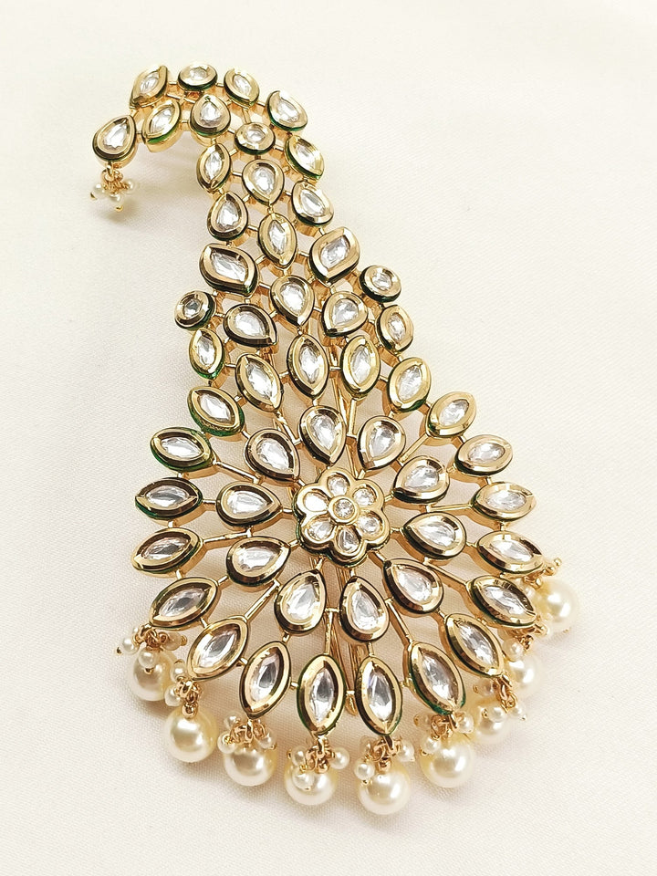 Lovkash White Dulha Kalgi - Gold-Plated Kundan Groom