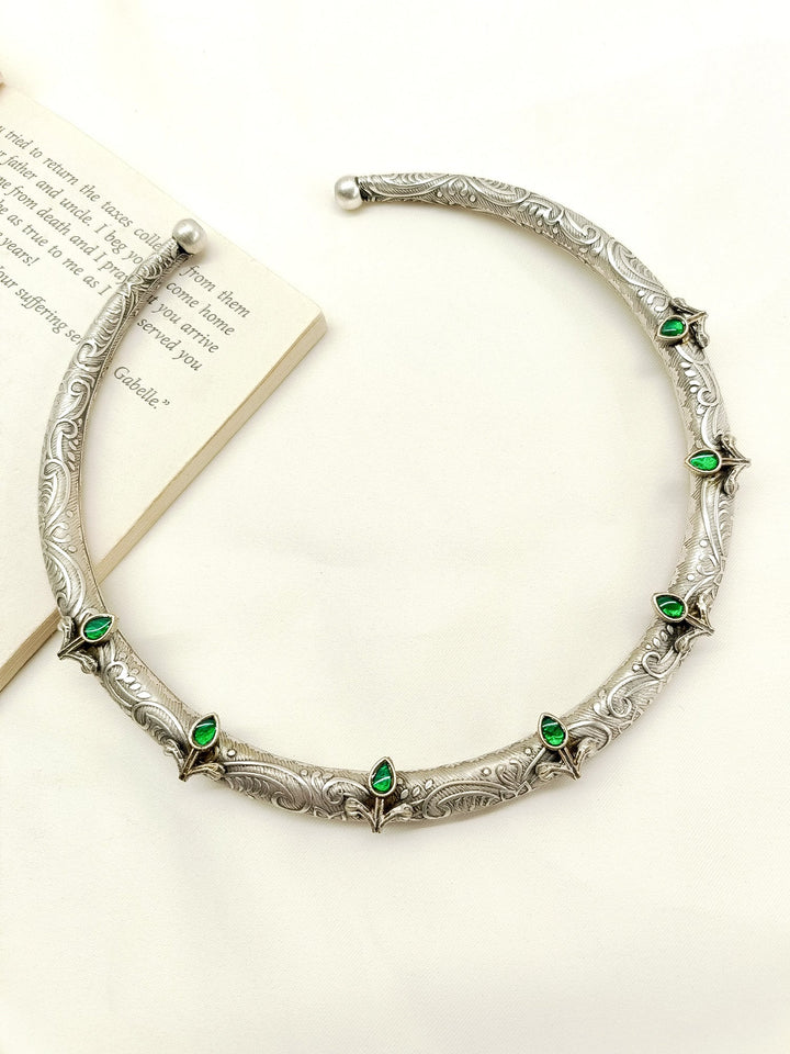 Belinda Green Oxidized Hasli Style Neckpiece