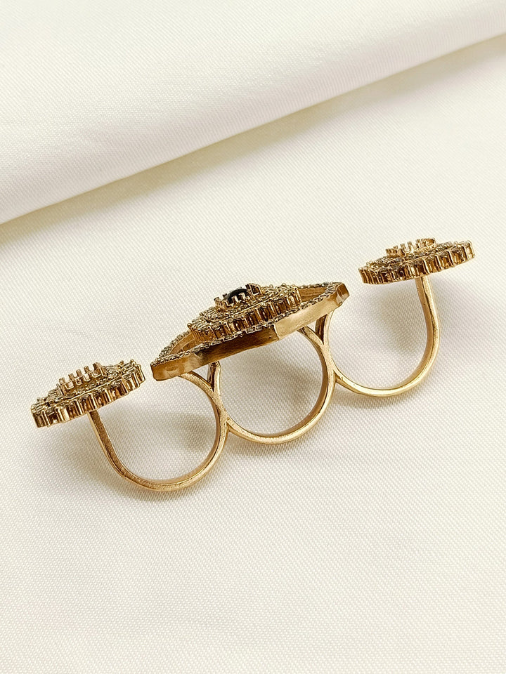 Aabharana Navy Blue American Diamond Finger Ring