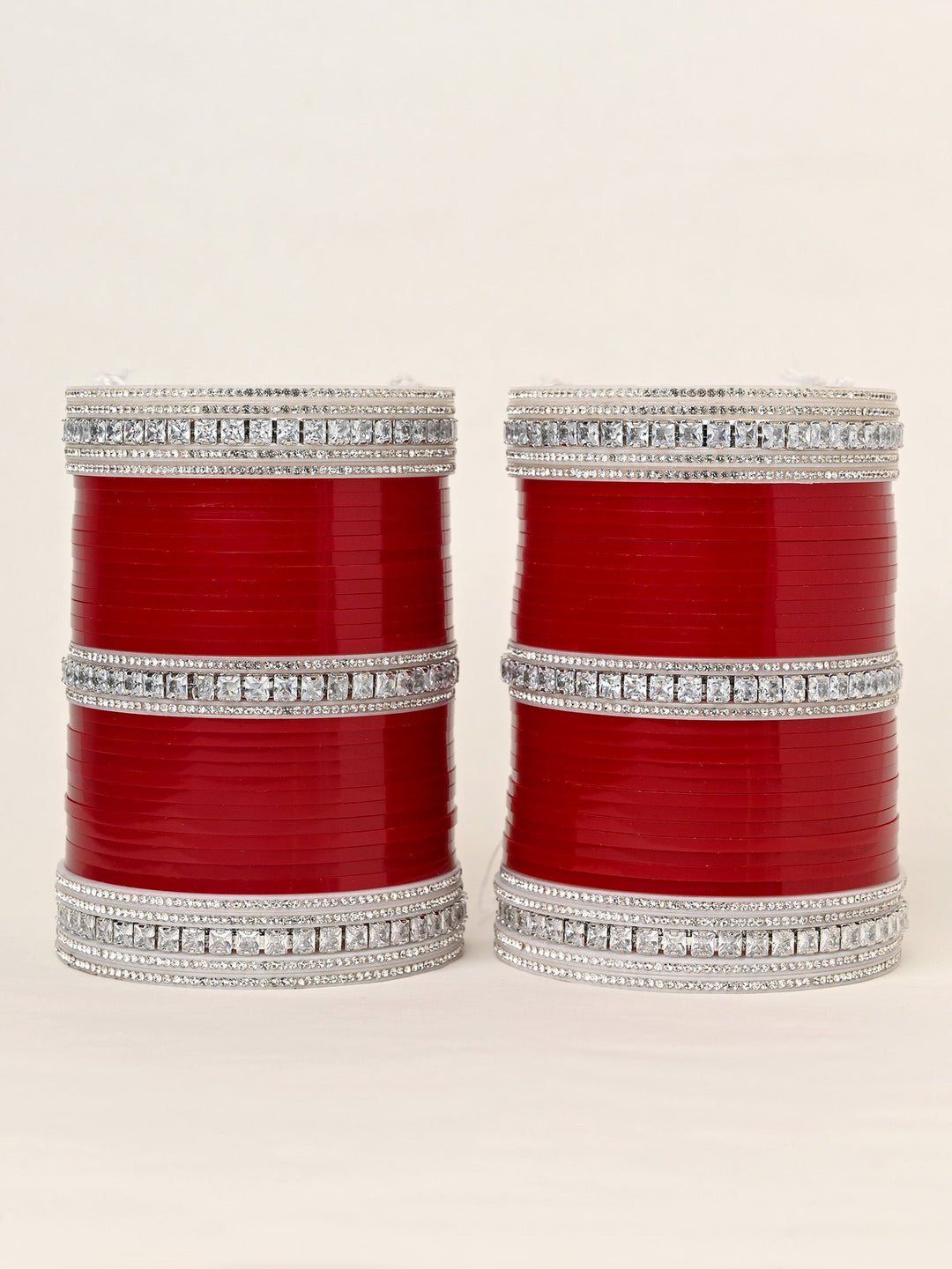 Varena Maroon Bangles With American Diamond Kada's Punjabi Chura