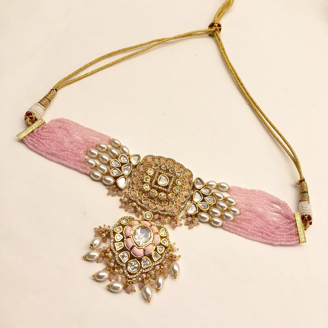 Zareen Baby Pink Kundan Choker