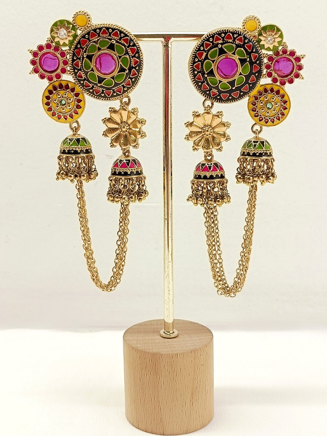Fulwari Multi Colour Oxidized Earring - Antique Gold-Plated