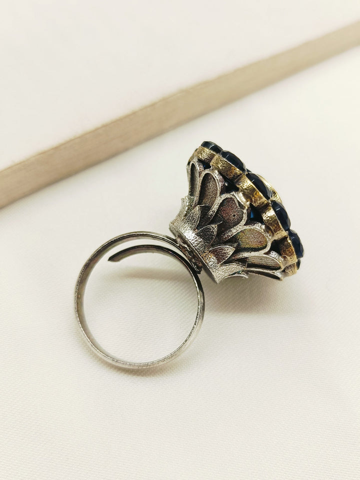 Jane Navy Blue Oxidized Finger Ring