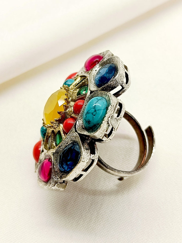 Bharti Multi Colour Oxidized Finger Ring