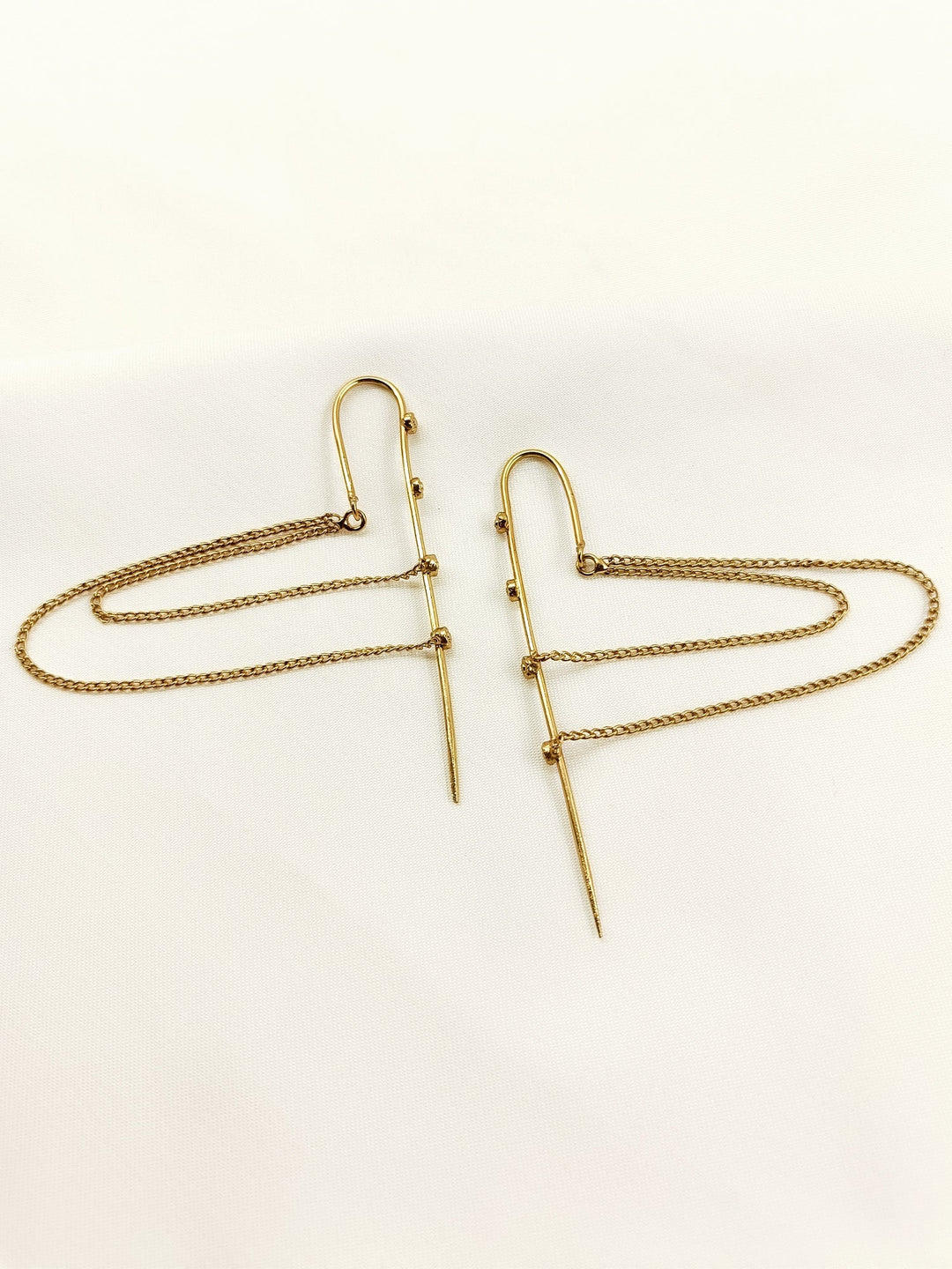 Duij Golden Oxidized Earring - 8 cm Antique Gold Dangler