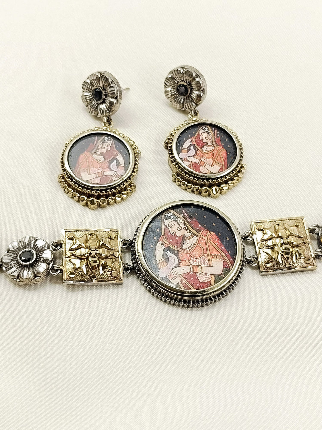 Anjuli Ranisha Miniature Rani Oxidized Choker Set