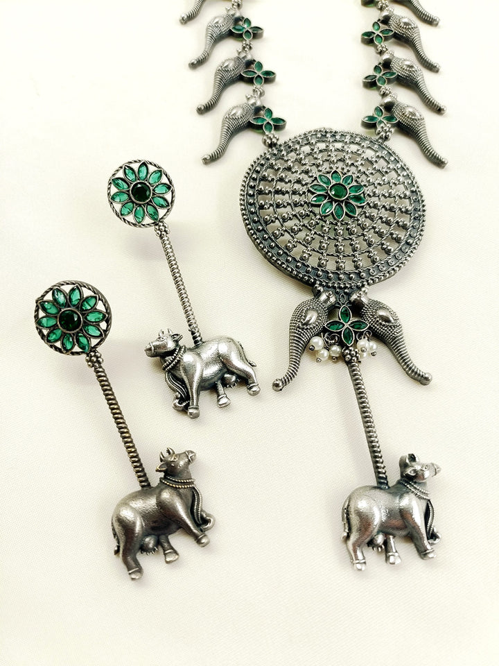 Avisha Green Oxidized Necklace Set