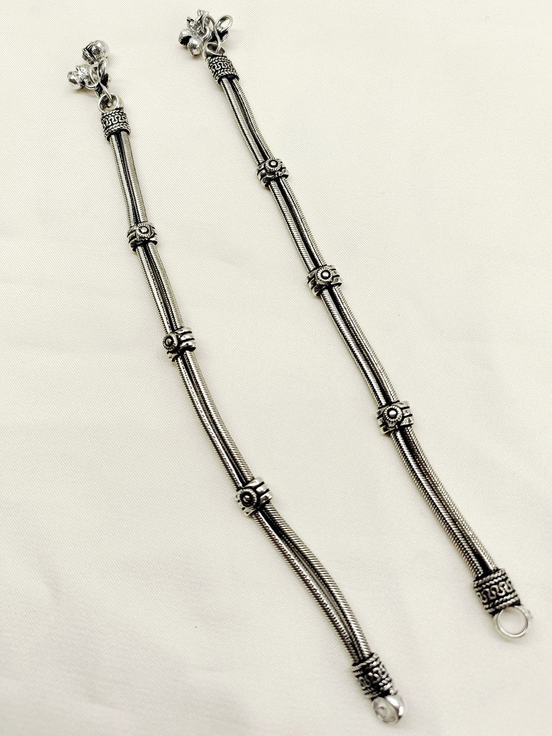 Devisha Double Layerd Oxidized Silver Anklet