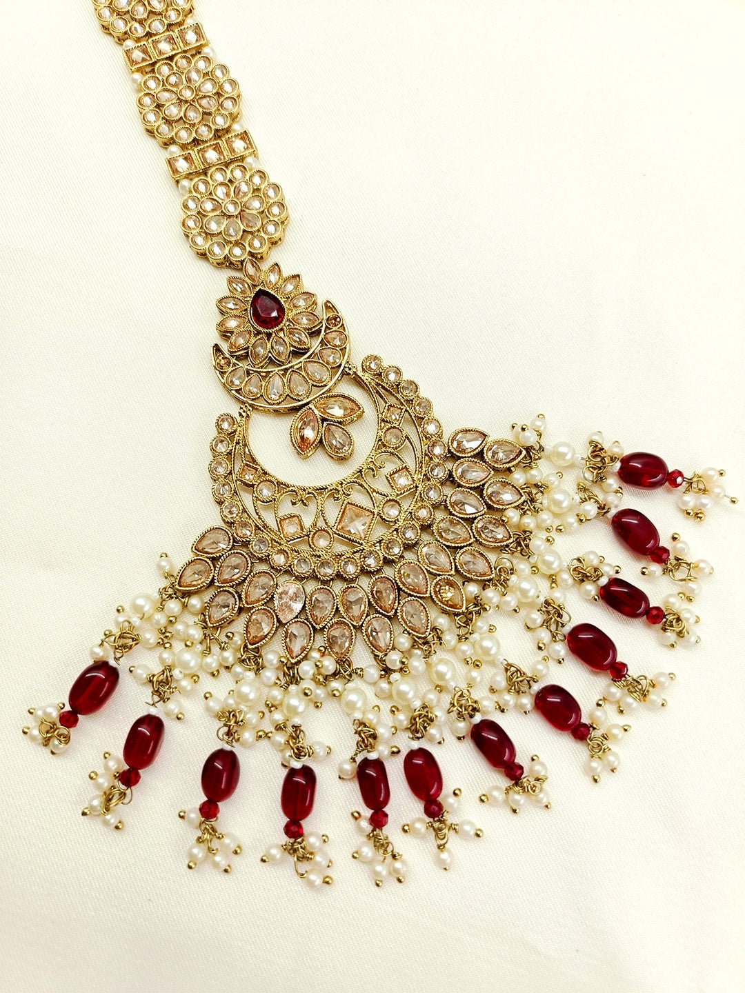 Mayavati Maroon Braid Accessories In Polki