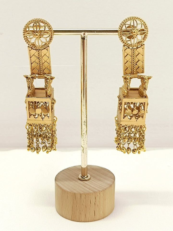 Sanhita Golden Chariot Oxidized Earring - Antique Gold
