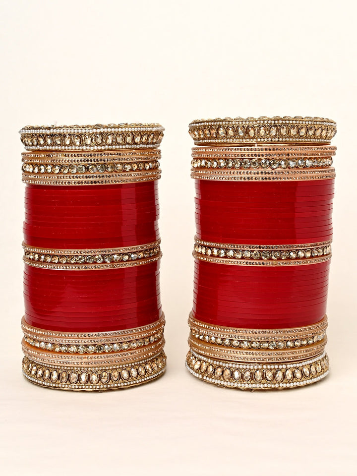 Shiza Maroon Bangle With Copper Stone Work Kada's Punjabi Chura