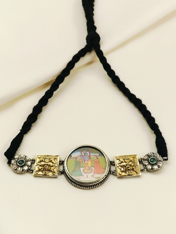 Chayan Radha Krishna Raas Leela Hand-Painted Miniature Men's Neckpiece
