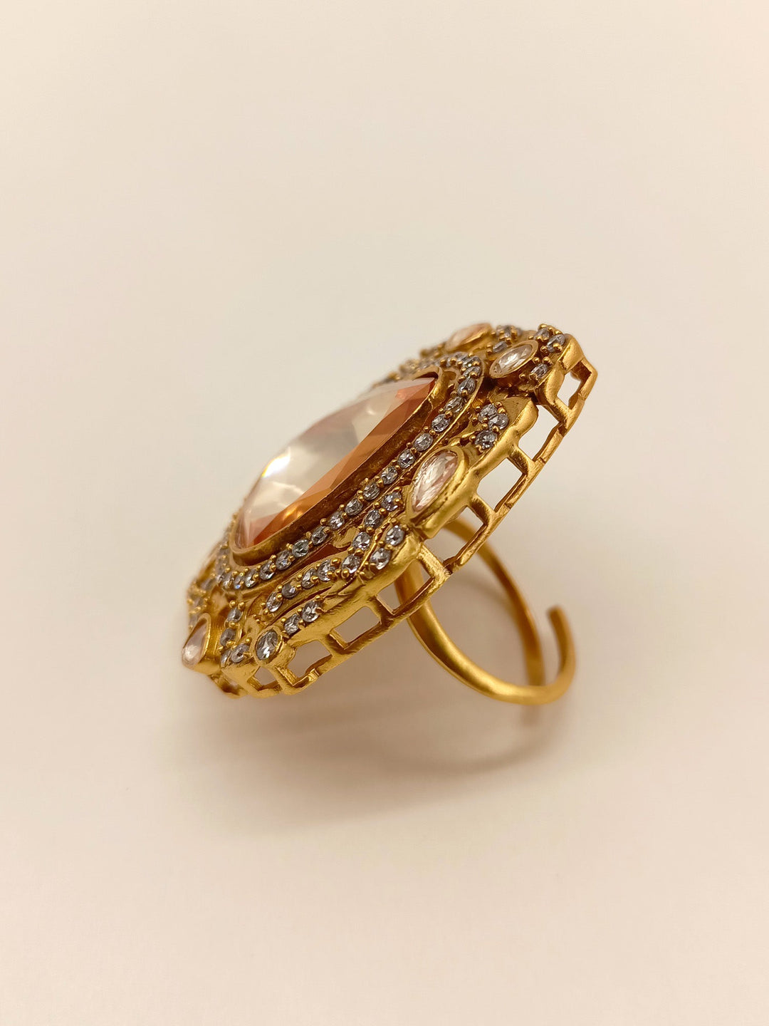 Raga Copper Kundan Finger Ring