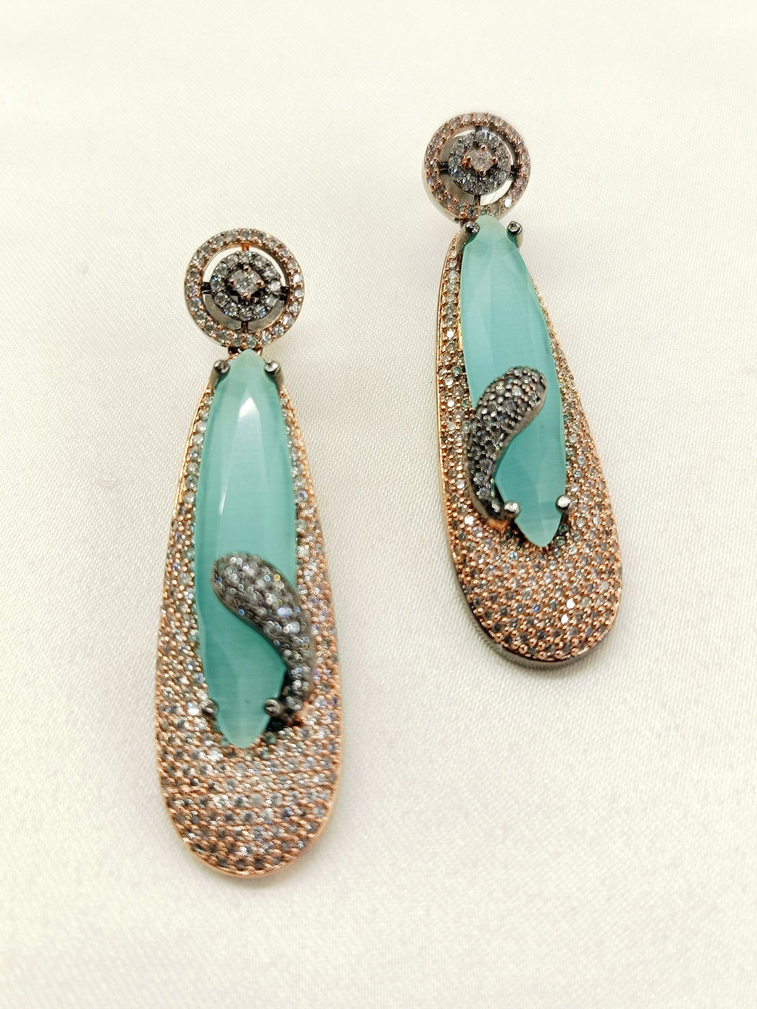 Khyati Diamond Work Light Green Victorian Earrings