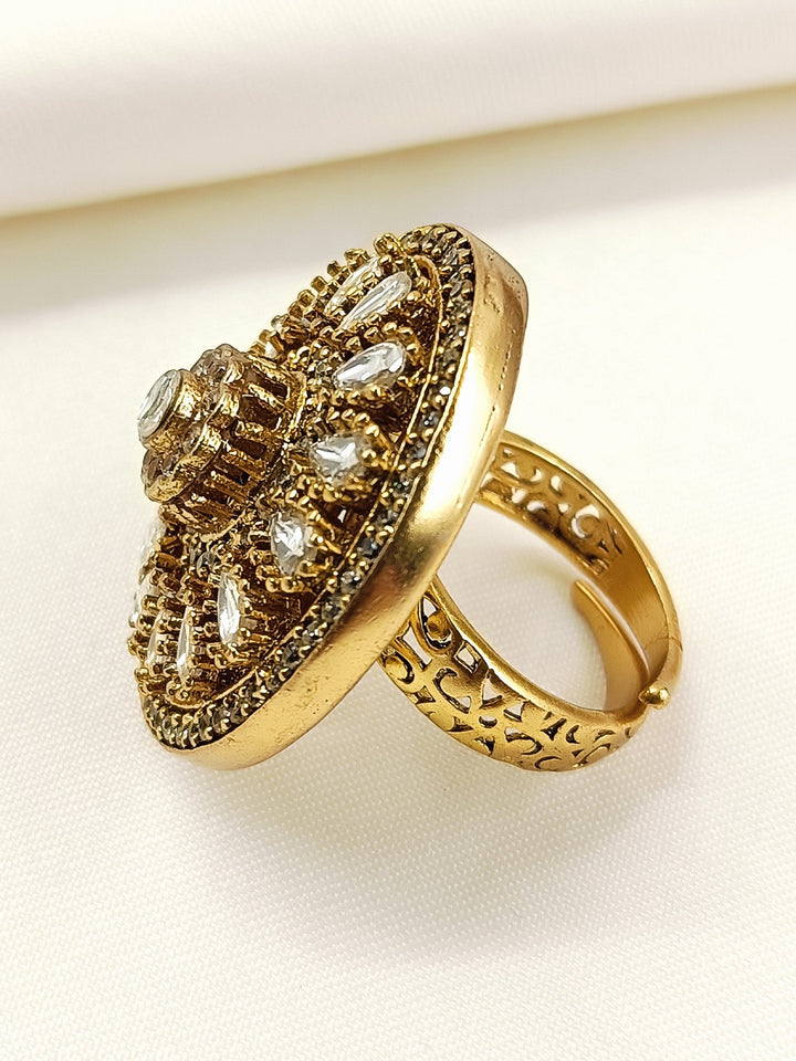 Heer White Kundan Finger Ring