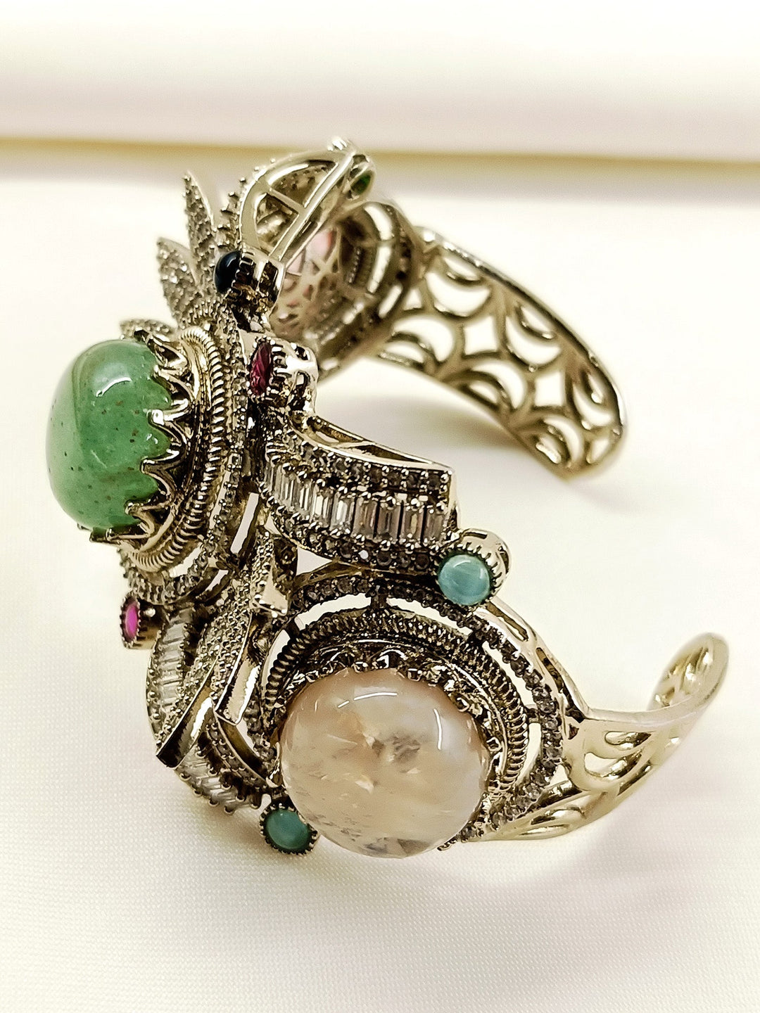 Lizail Multi Colour Victorian Bracelet - Antique Gold