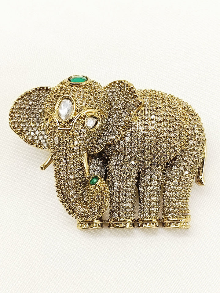 Rajveer Green Elephant Brooch