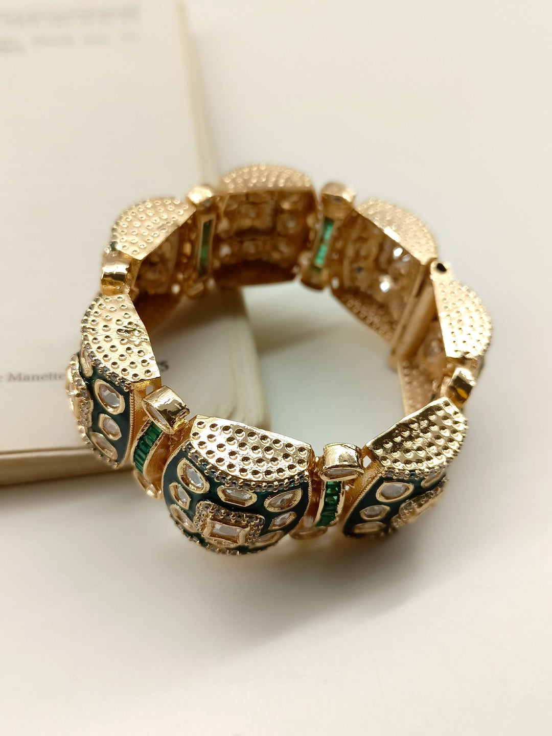 Ahira Green Kundan Bracelet