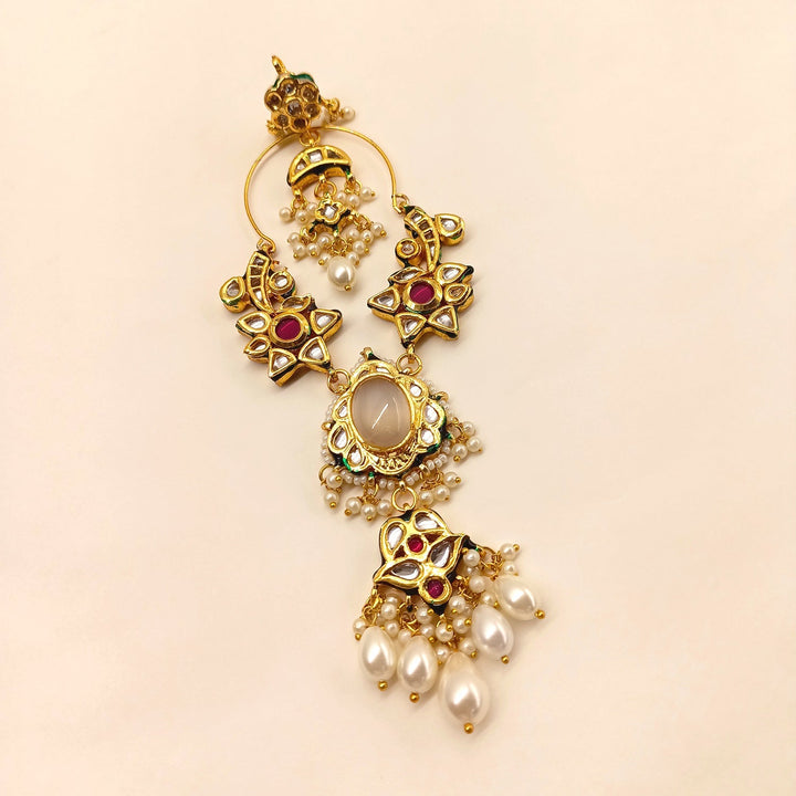 Pragya Long Kundan Earrings With White Stone