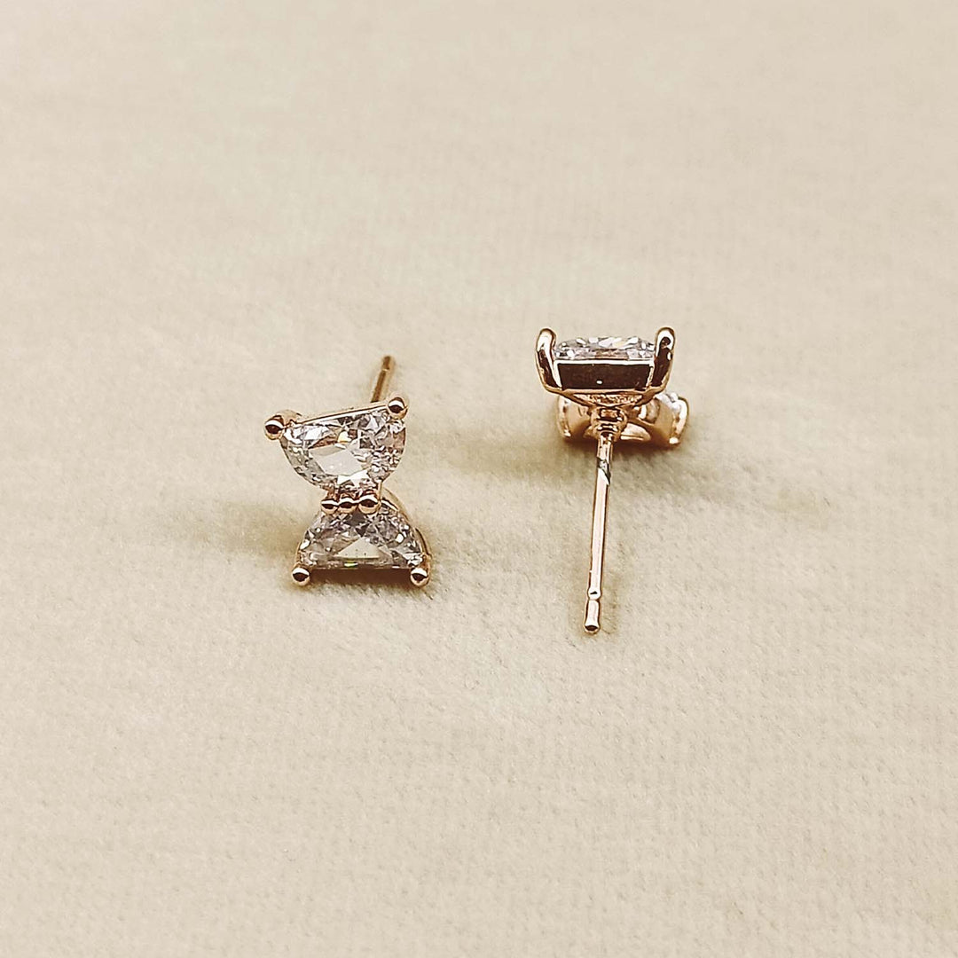 Ravee American Diamond Rose Plated Beautiful Stud