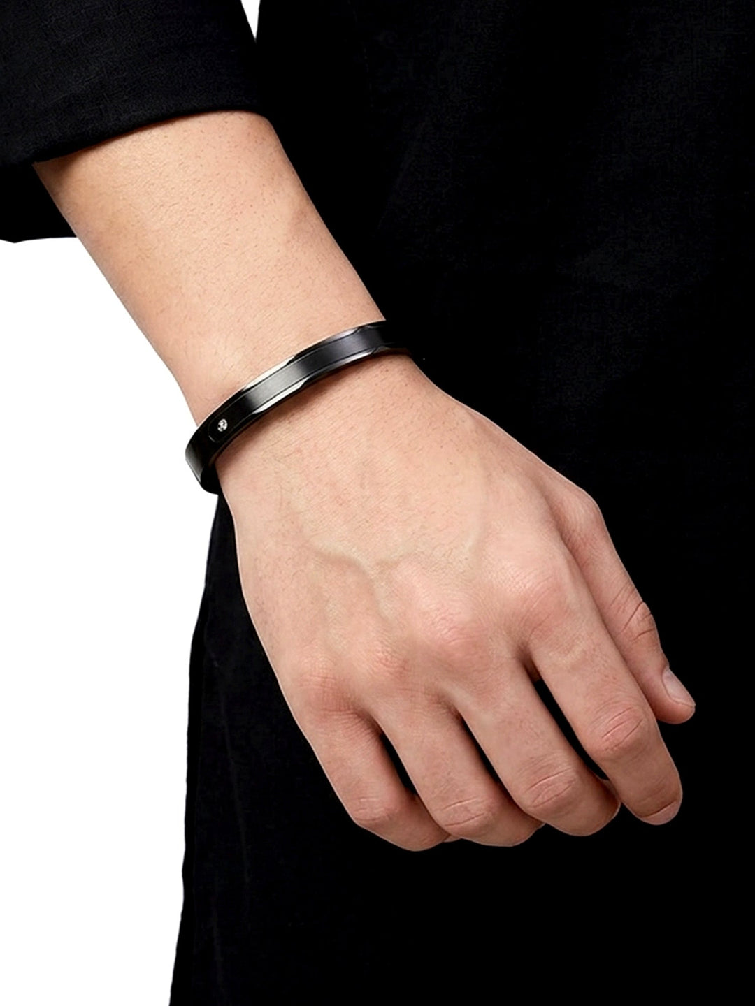 Aarushya Black Minimal Stone Men&