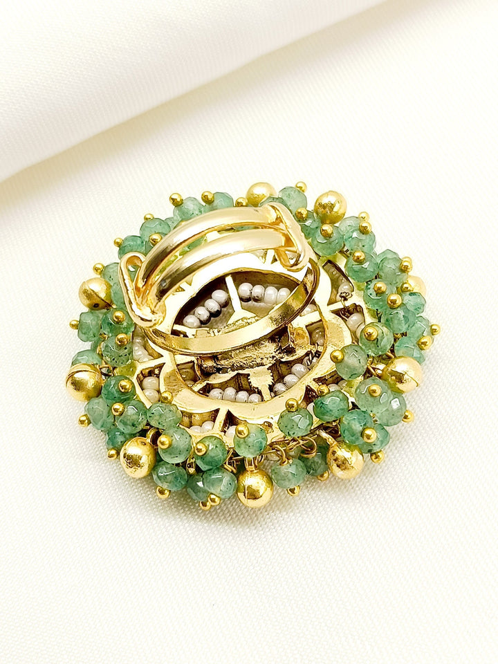 Nami Mint Green Kundan Finger Ring