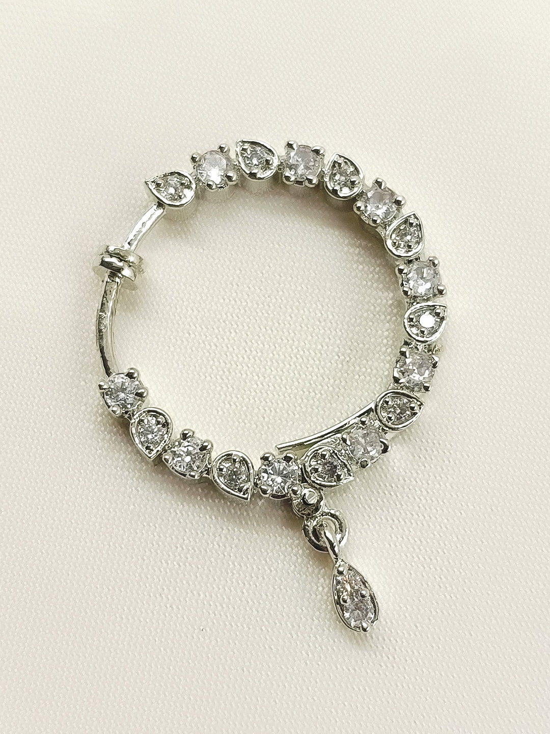 Hemavani White American Diamond Nath