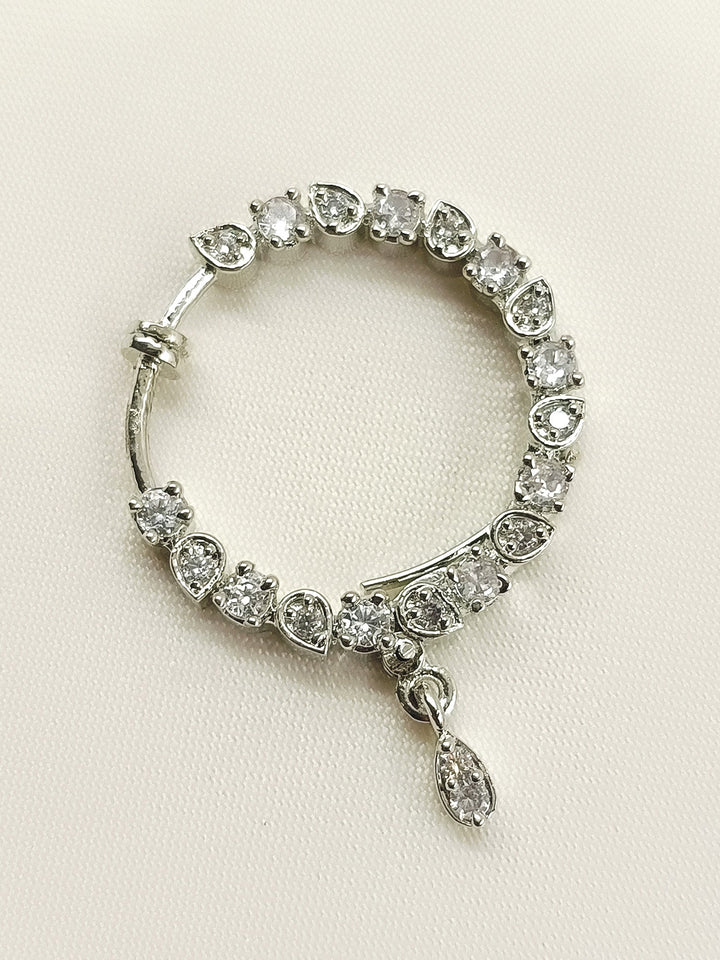 Hemavani White American Diamond Nath