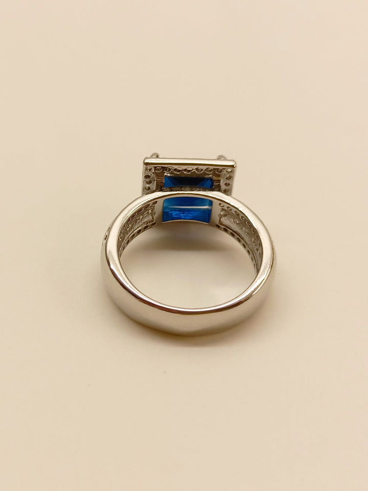 Sufiana Navy Blue American Diamond Finger Ring