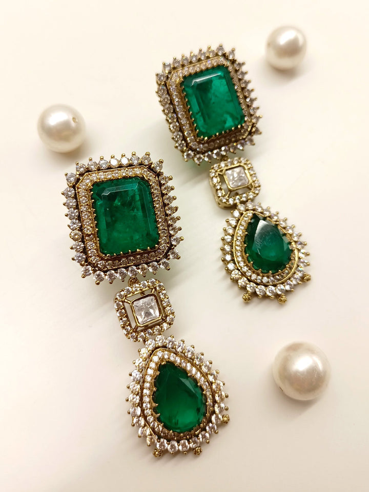 Anuprabha Emerald Victorian Earrings