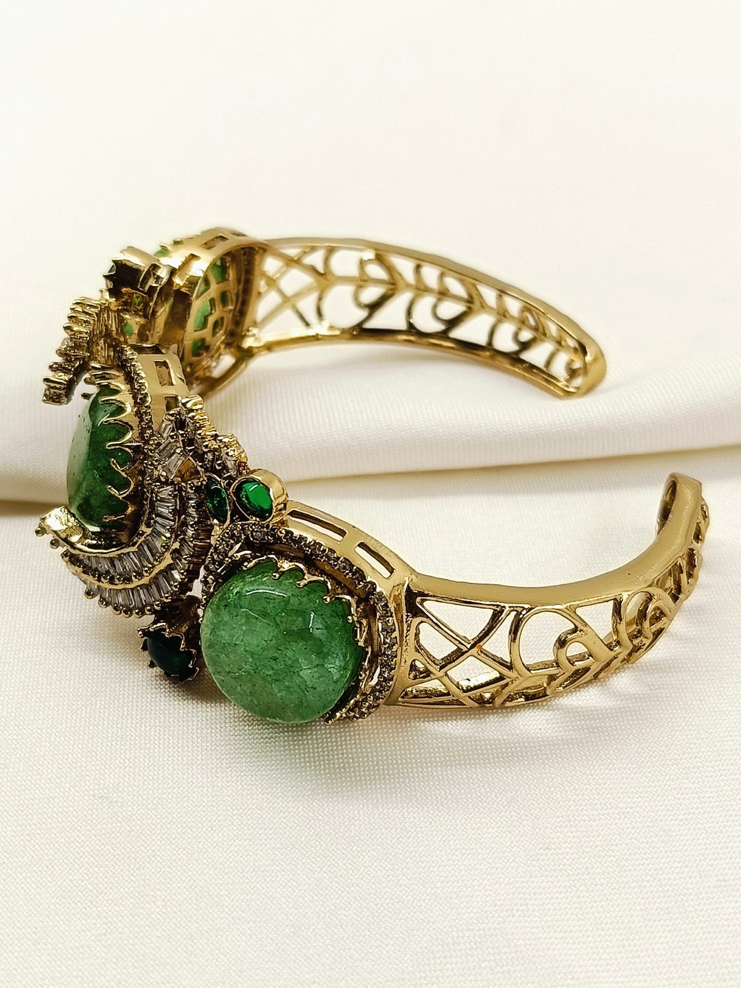 Indu Green Victorian Bracelet - Antique Gold Plating