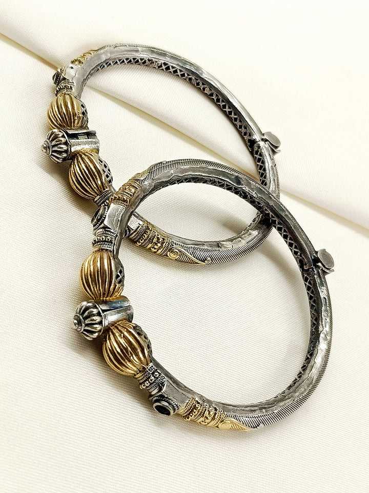 Mena Dual Tone Oxidized Bangles