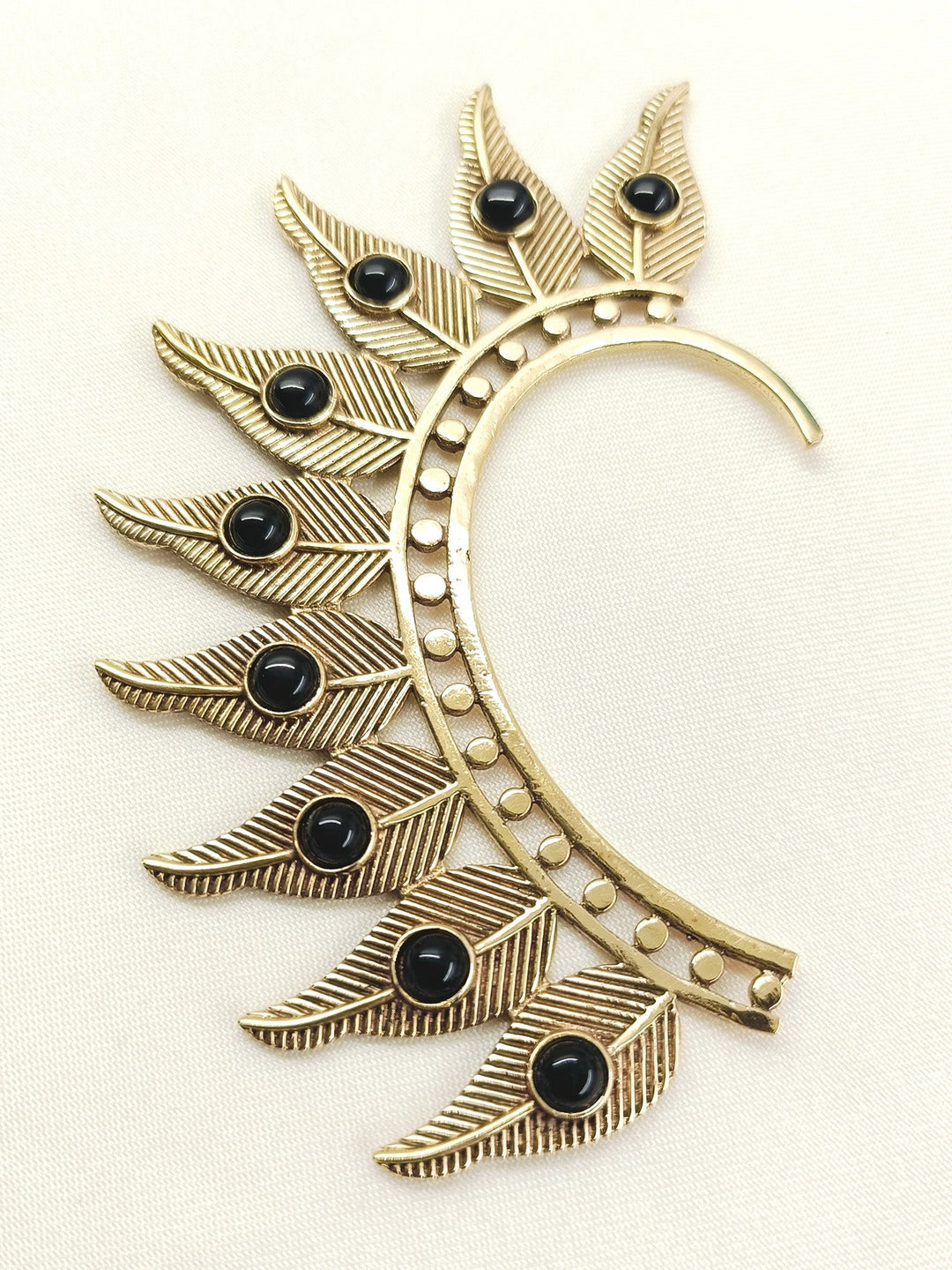 Surbh Black Men’s Gold Feather Earcuff - Men&