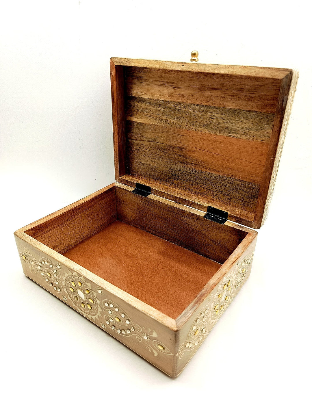 Sanganeri Handcrafted Classy Wooden Aesthetic Jewellery Box With Glasswork